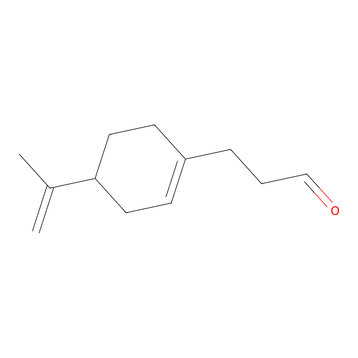 1-Cyclohexene-1-propanal, 4-(1-methylethenyl)- molecular structure, CAS 53510-39-7