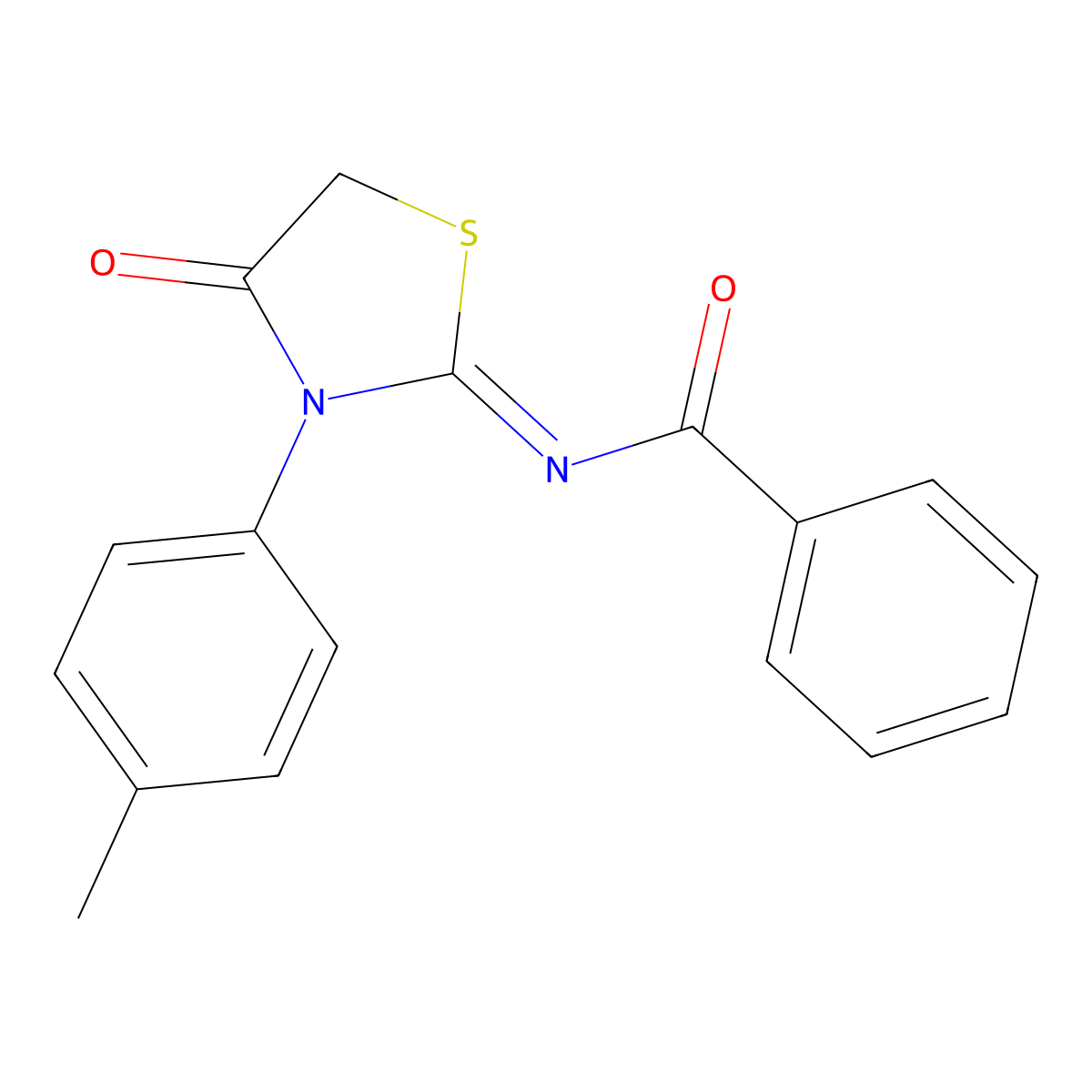 N-(3-(4-Methylphenyl)-4-oxo-1,3-thiazolidin-2-ylidene)benzamide molecular structure, CAS 53514-64-0