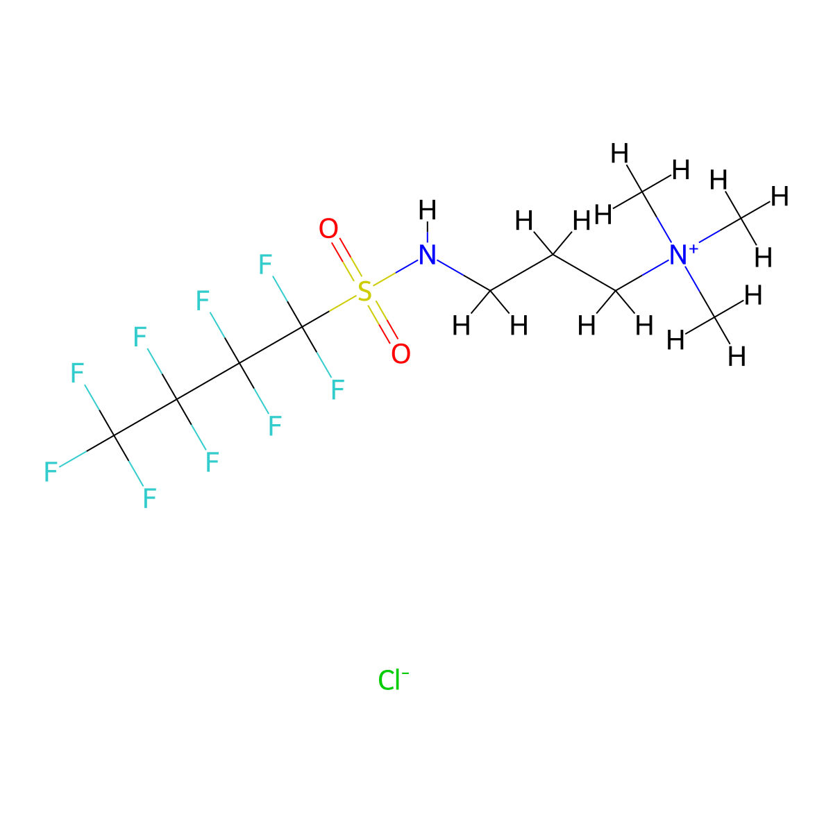 1-Propanaminium, N,N,N-trimethyl-3-(((1,1,2,2,3,3,4,4,4-nonafluorobutyl)sulfonyl)amino)-, chloride (1:1) molecular structure, CAS 53518-00-6