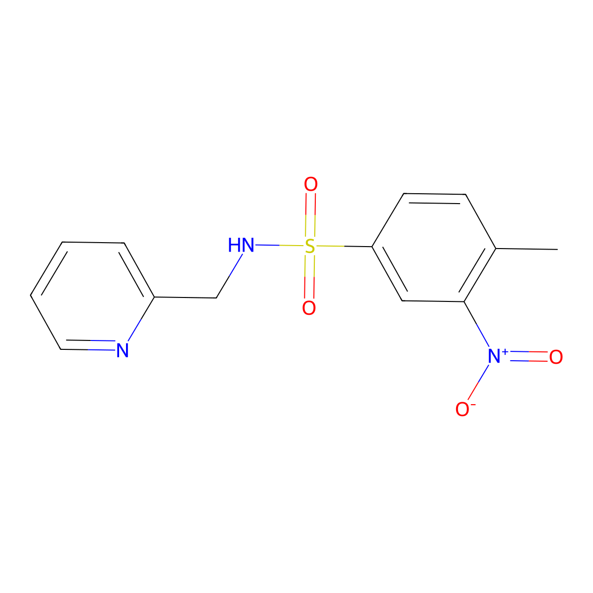 4-methyl-3-nitro-N-(pyridin-2-ylmethyl)benzenesulfonamide molecular structure, CAS 5352-00-1