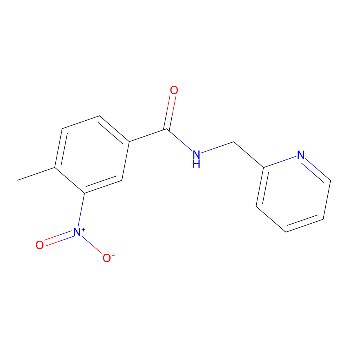 4-methyl-3-nitro-N-(pyridin-2-ylmethyl)benzamide molecular structure, CAS 5352-35-2