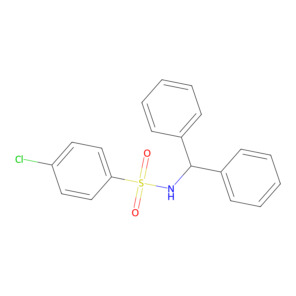 N-benzhydryl-4-chlorobenzenesulfonamide molecular structure, CAS 5352-36-3
