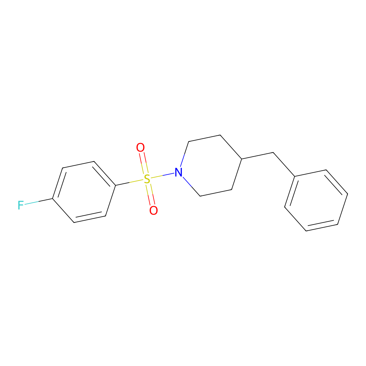 4-Benzyl-1-(4-fluorophenyl)sulfonylpiperidine molecular structure, CAS 5352-45-4
