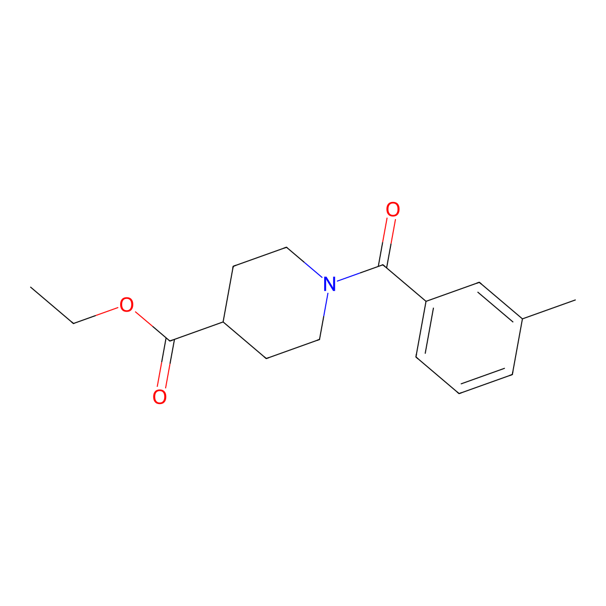 Ethyl 1-(3-methylbenzoyl)piperidine-4-carboxylate molecular structure, CAS 5352-99-8