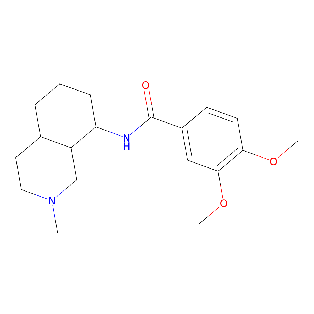 Benzamide, N-(decahydro-2-methylisoquinolin-8-yl)-3,4-dimethoxy-, (trans)- molecular structure, CAS 53525-86-3