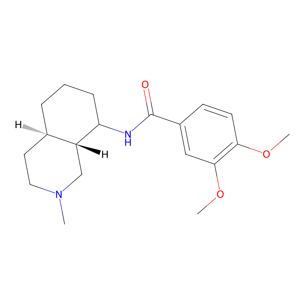 Benzamide, N-(decahydro-2-methylisoquinolin-8-yl)-3,4-dimethoxy-, (trans)- molecular structure, CAS 53525-86-3