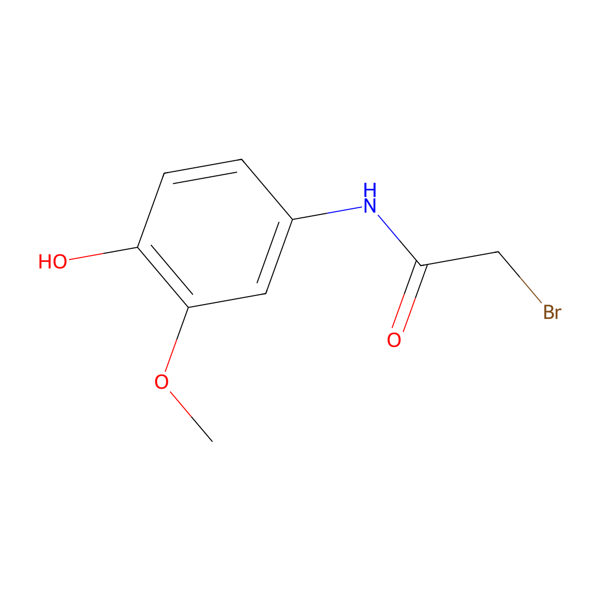 2-bromo-N-(4-hydroxy-3-methoxyphenyl)acetamide molecular structure, CAS 53527-08-5