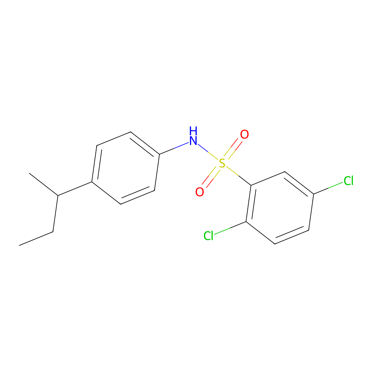N-(4-Butan-2-ylphenyl)-2,5-dichloro-benzenesulfonamide molecular structure, CAS 5353-43-5