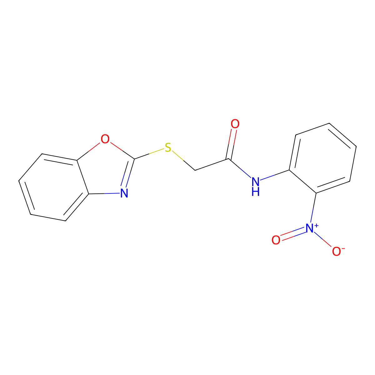 2-(1,3-Benzoxazol-2-ylsulfanyl)-N-(2-nitrophenyl)acetamide molecular structure, CAS 5353-46-8