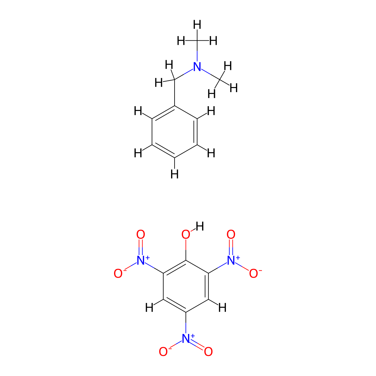 N,N-dimethyl-1-phenylmethanamine;2,4,6-trinitrophenol molecular structure, CAS 5353-69-5