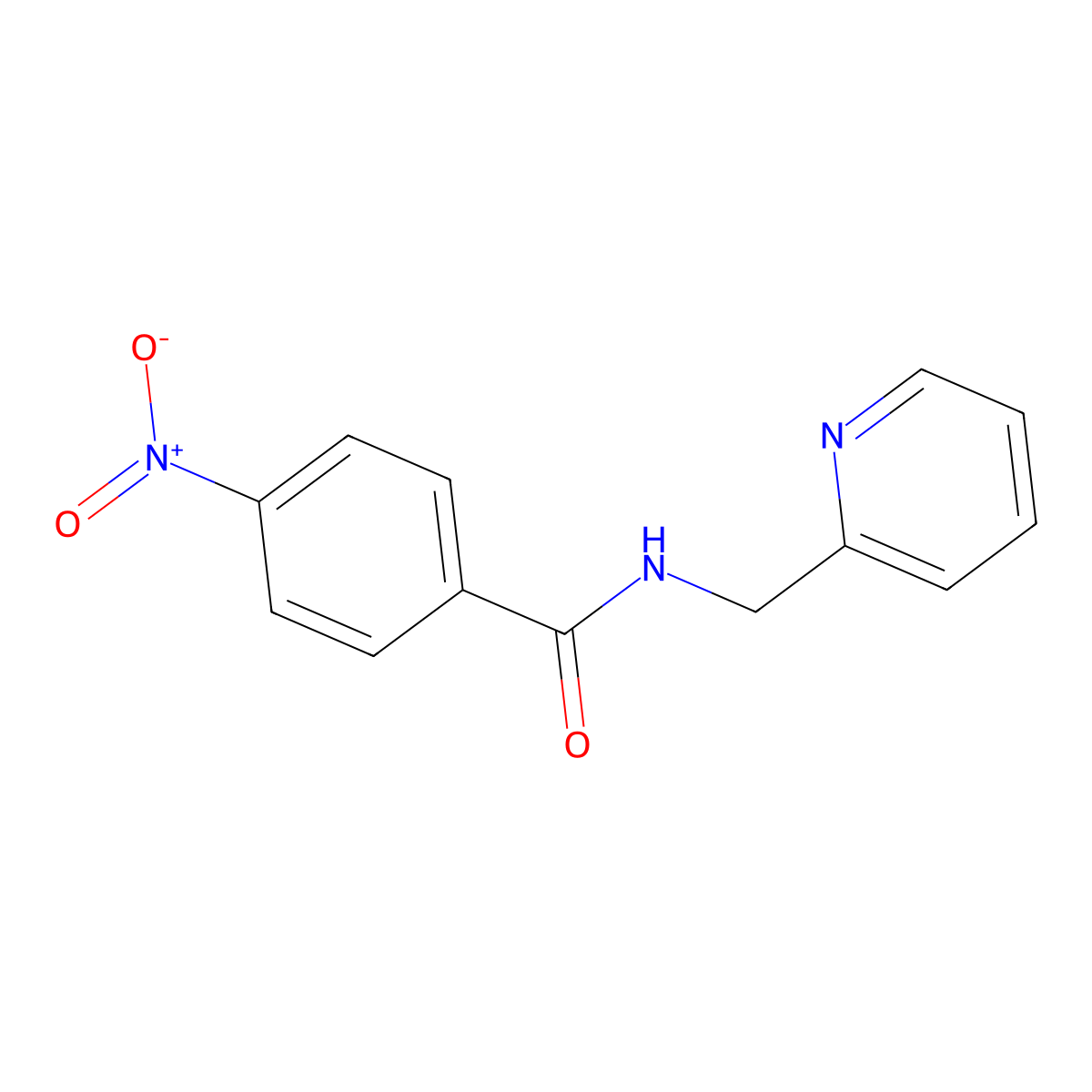 4-nitro-N-(pyridin-2-ylmethyl)benzamide molecular structure, CAS 5353-97-9