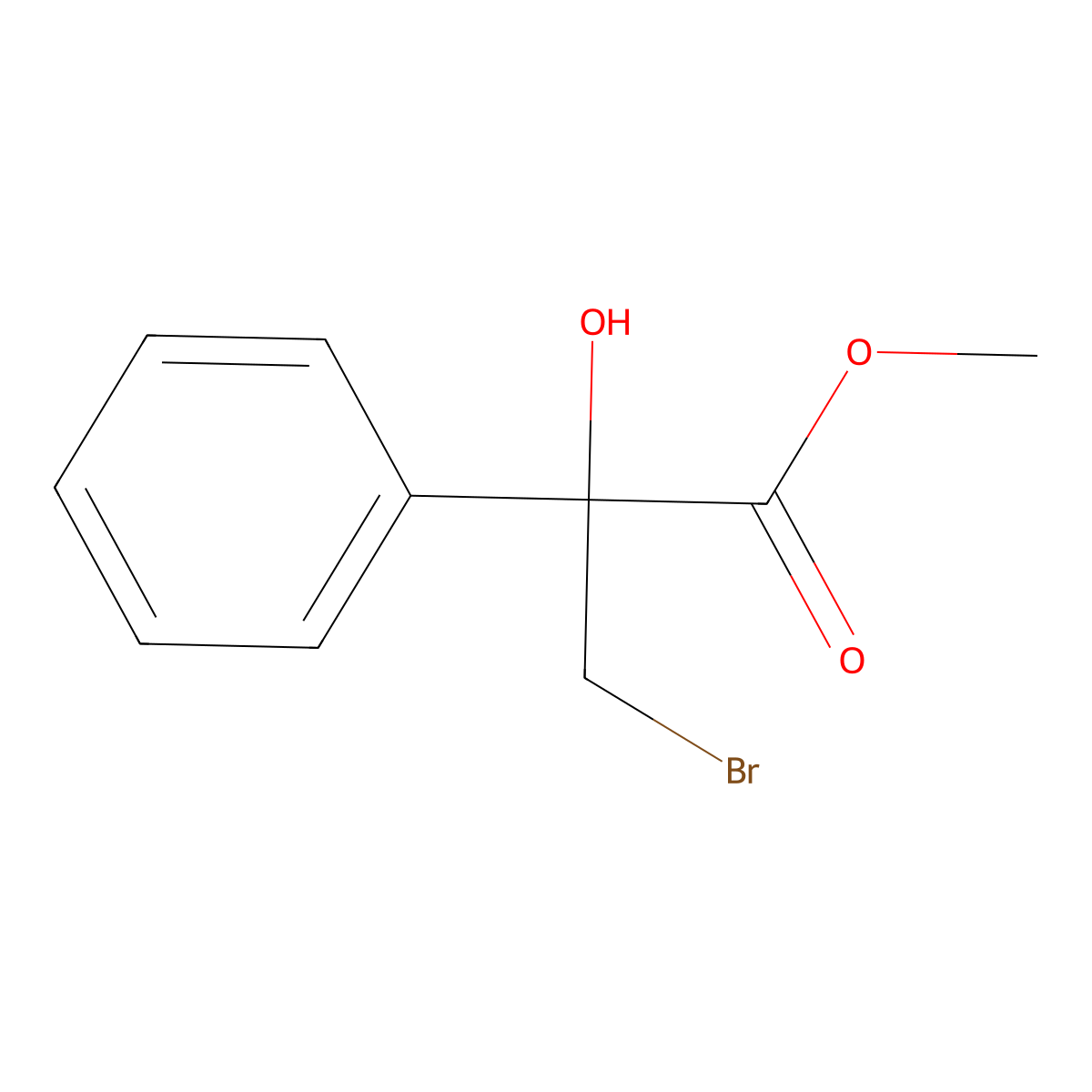 Methyl 3-bromo-2-hydroxy-2-phenylpropanoate molecular structure, CAS 53530-59-9