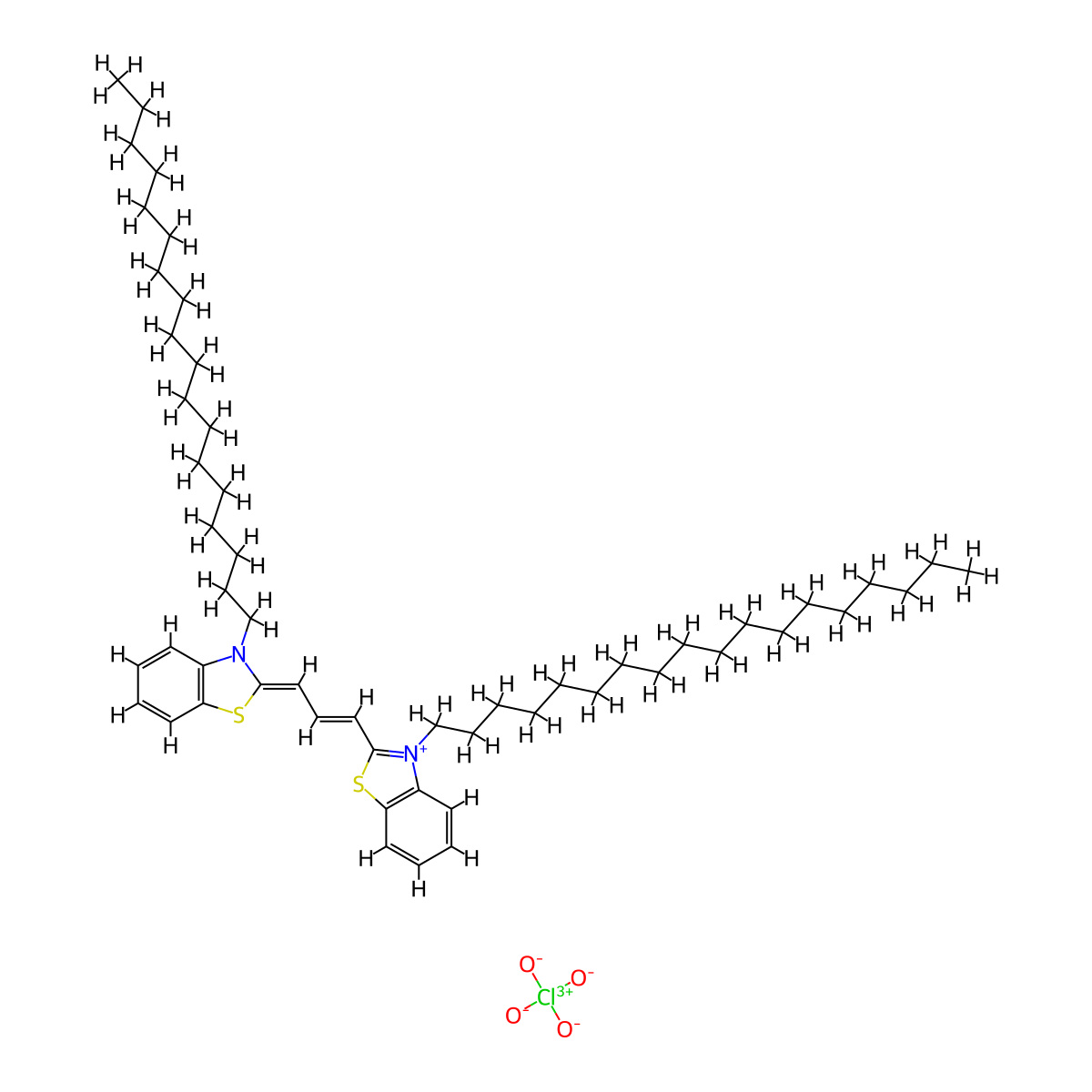 3,3'-Dioctadecylthiacarbocyanine perchlorate molecular structure, CAS 53533-50-9