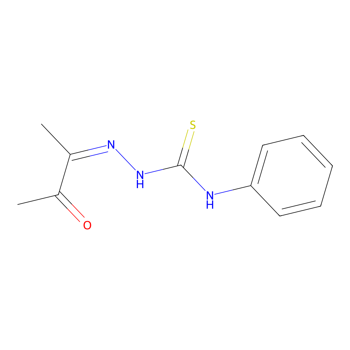 Hydrazinecarbothioamide, 2-(1-methyl-2-oxopropylidene)-N-phenyl- molecular structure, CAS 53534-12-6