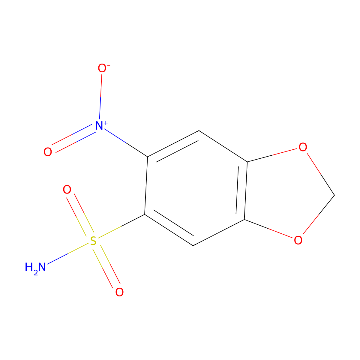 6-Nitro-1,3-dioxaindane-5-sulfonamide molecular structure, CAS 5354-11-0