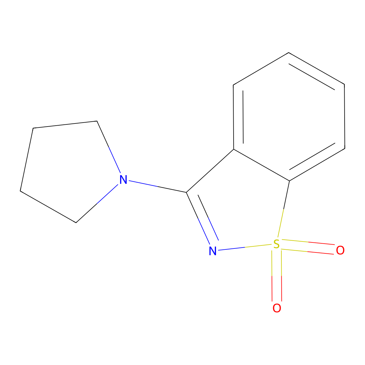1,2-Benzisothiazole, 3-(1-pyrrolidinyl)-, 1,1-dioxide molecular structure, CAS 53541-65-4