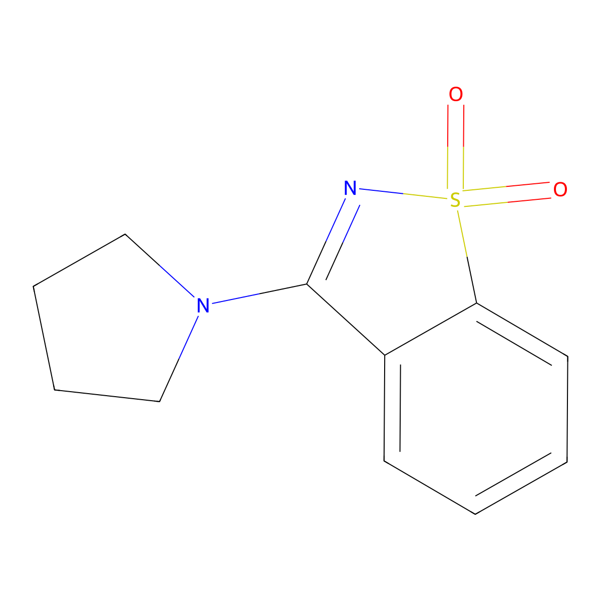 1,2-Benzisothiazole, 3-(1-pyrrolidinyl)-, 1,1-dioxide molecular structure, CAS 53541-65-4