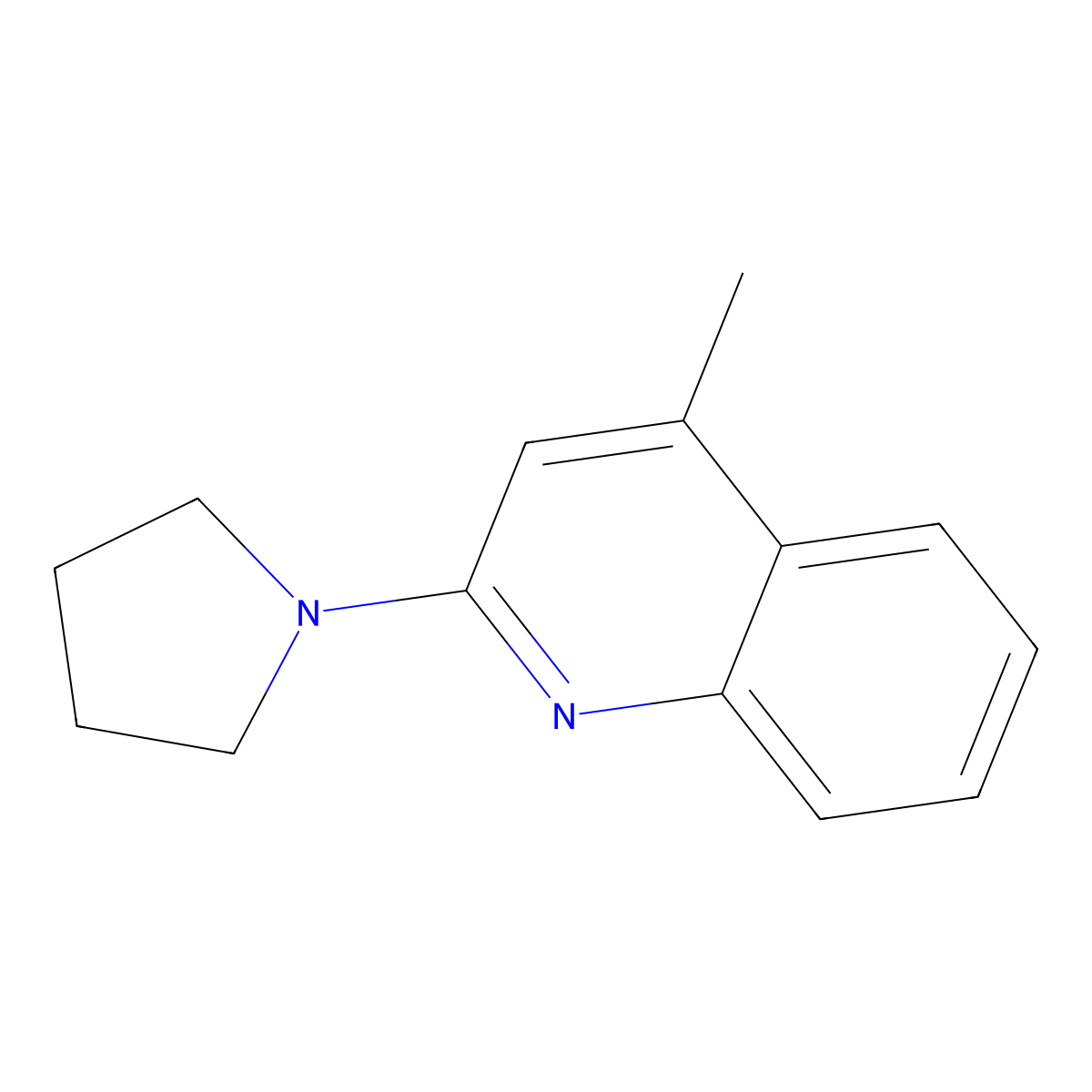 4-Methyl-2-(1-pyrrolidinyl)quinoline molecular structure, CAS 53541-66-5