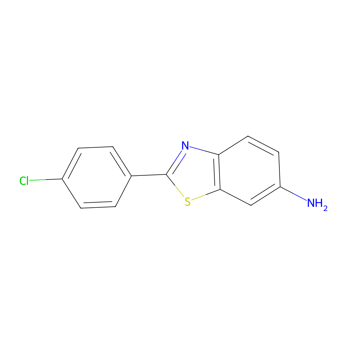 2-(4-Chlorophenyl)-1,3-benzothiazol-6-amine molecular structure, CAS 53544-78-8