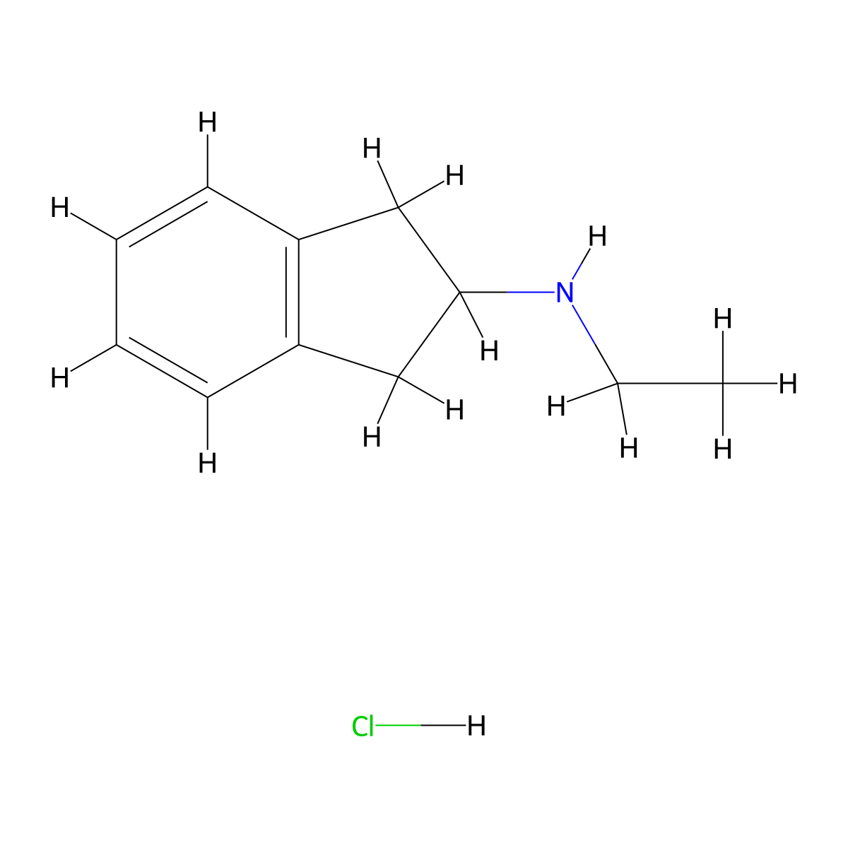 N-ethyl-2,3-dihydro-1H-inden-2-amine hydrochloride molecular structure, CAS 53545-51-0