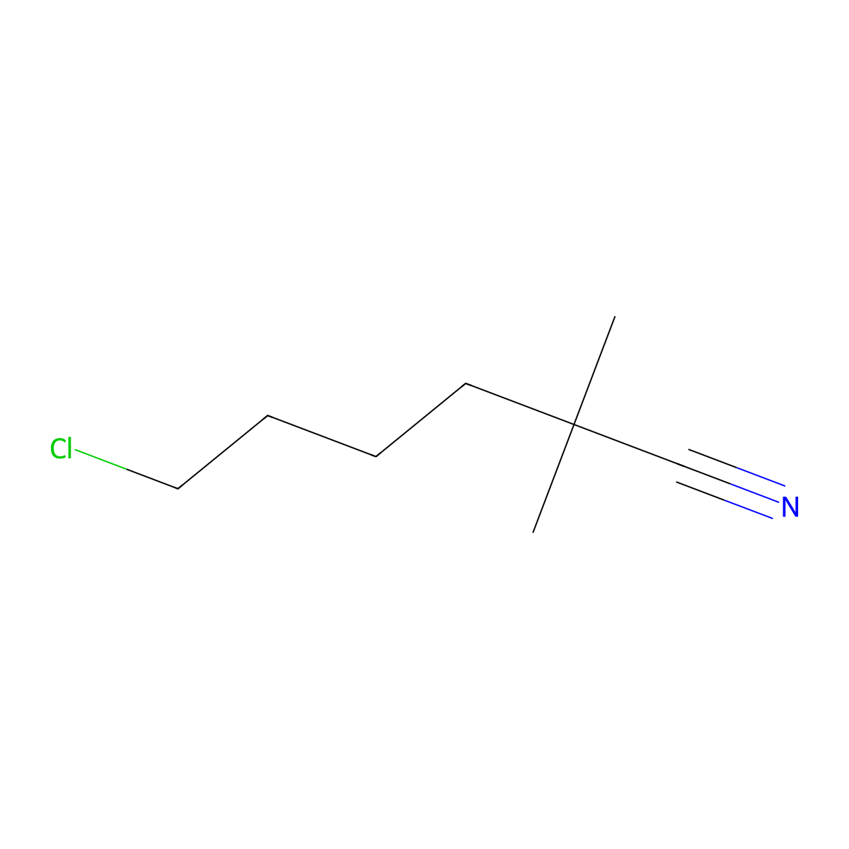 6-Chloro-2,2-dimethylhexanenitrile molecular structure, CAS 53545-94-1