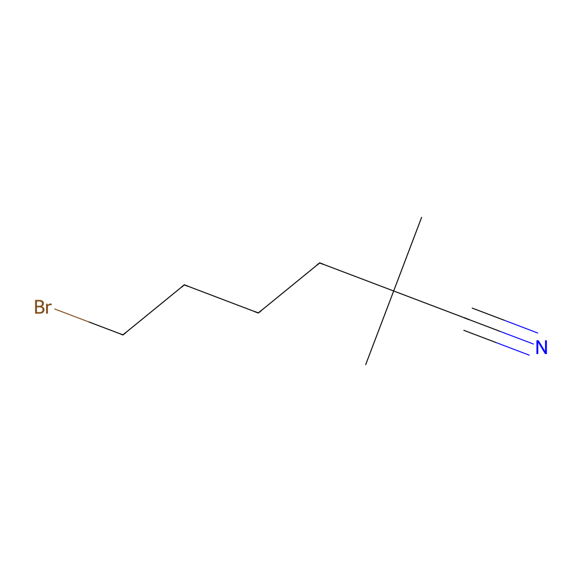 6-Bromo-2,2-dimethylhexanenitrile molecular structure, CAS 53545-96-3