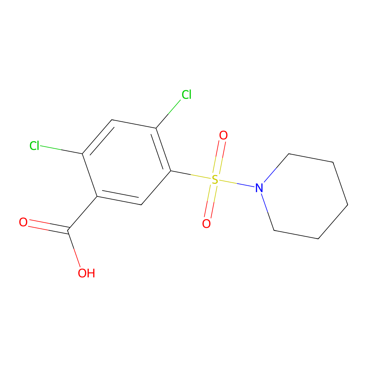 2,4-Dichloro-5-(piperidin-1-ylsulfonyl)benzoic acid molecular structure, CAS 53552-35-5