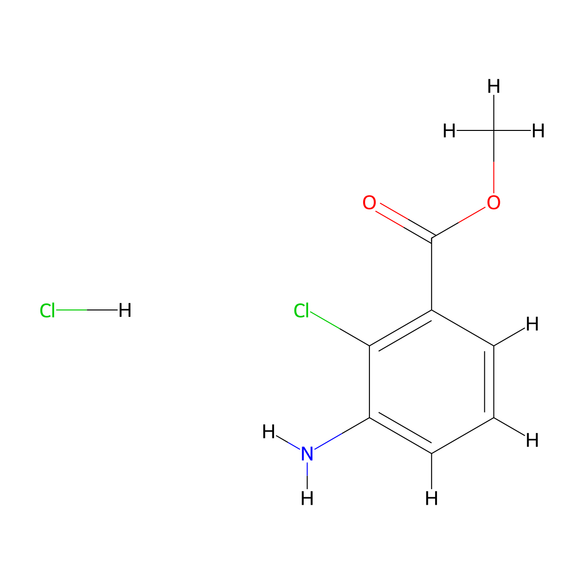 Methyl 3-amino-2-chlorobenzoate hydrochloride molecular structure, CAS 53553-15-4