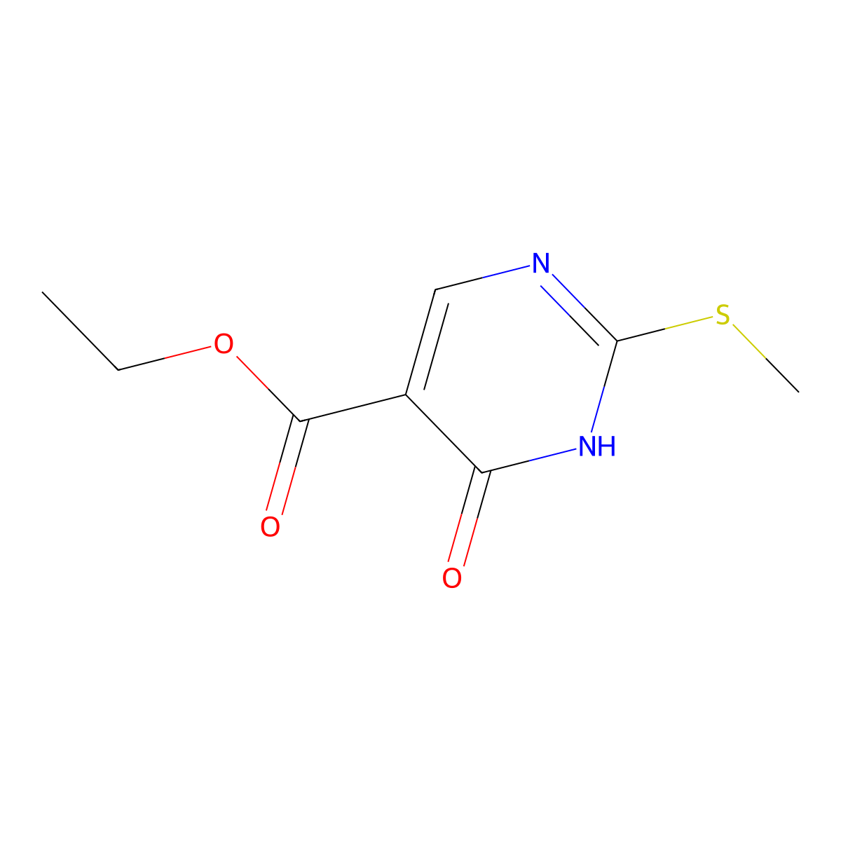 Ethyl 4-hydroxy-2-(methylsulfanyl)-5-pyrimidinecarboxylate molecular structure, CAS 53554-29-3