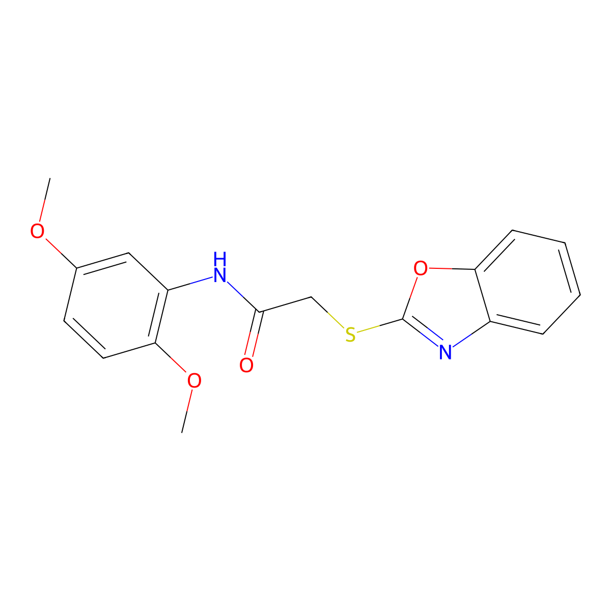 2-(1,3-benzoxazol-2-ylsulfanyl)-N-(2,5-dimethoxyphenyl)acetamide molecular structure, CAS 5356-55-8