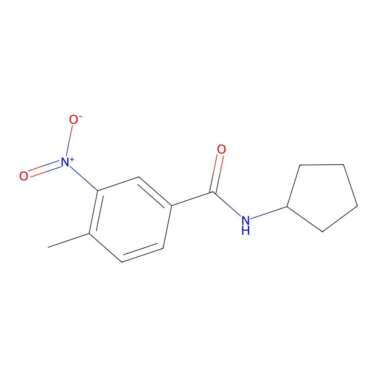 N-cyclopentyl-4-methyl-3-nitrobenzamide molecular structure, CAS 5356-61-6