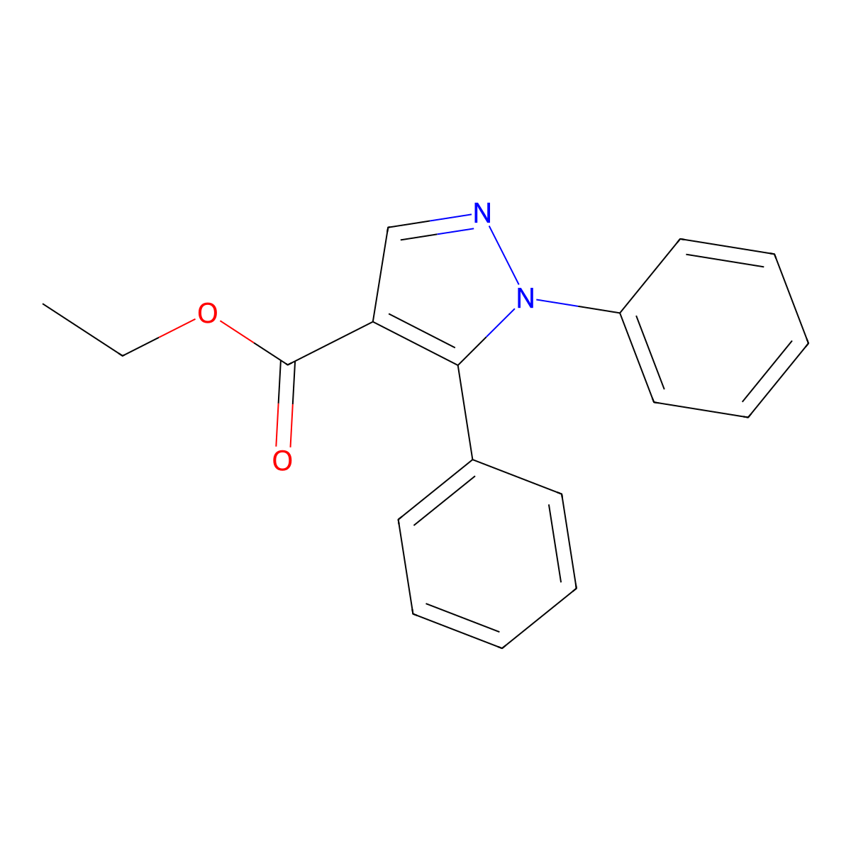 ethyl 1,5-diphenyl-1H-pyrazole-4-carboxylate molecular structure, CAS 53561-07-2