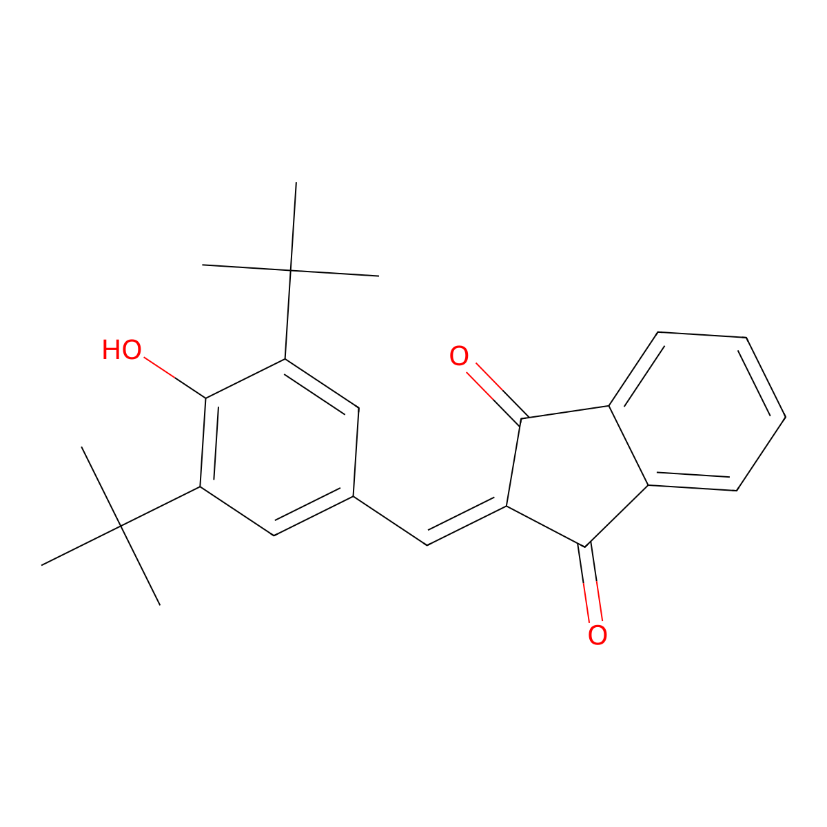 2-[(3,5-Ditert-butyl-4-hydroxyphenyl)methylidene]indene-1,3-dione molecular structure, CAS 53566-09-9