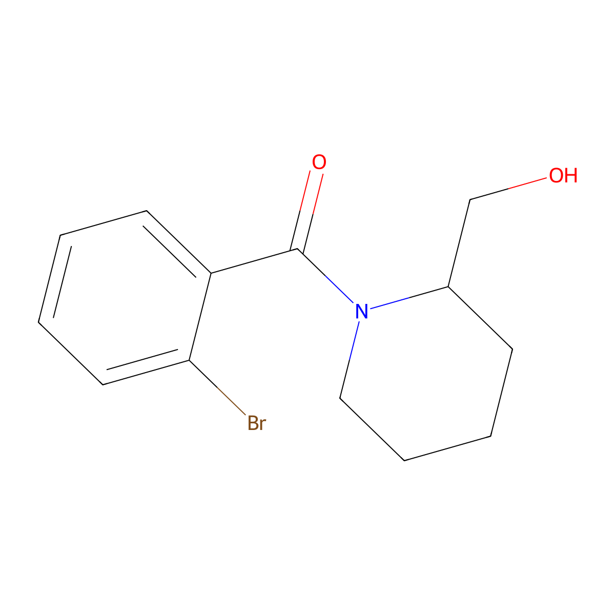 (2-Bromophenyl)-[2-(hydroxymethyl)piperidin-1-yl]methanone molecular structure, CAS 5357-62-0
