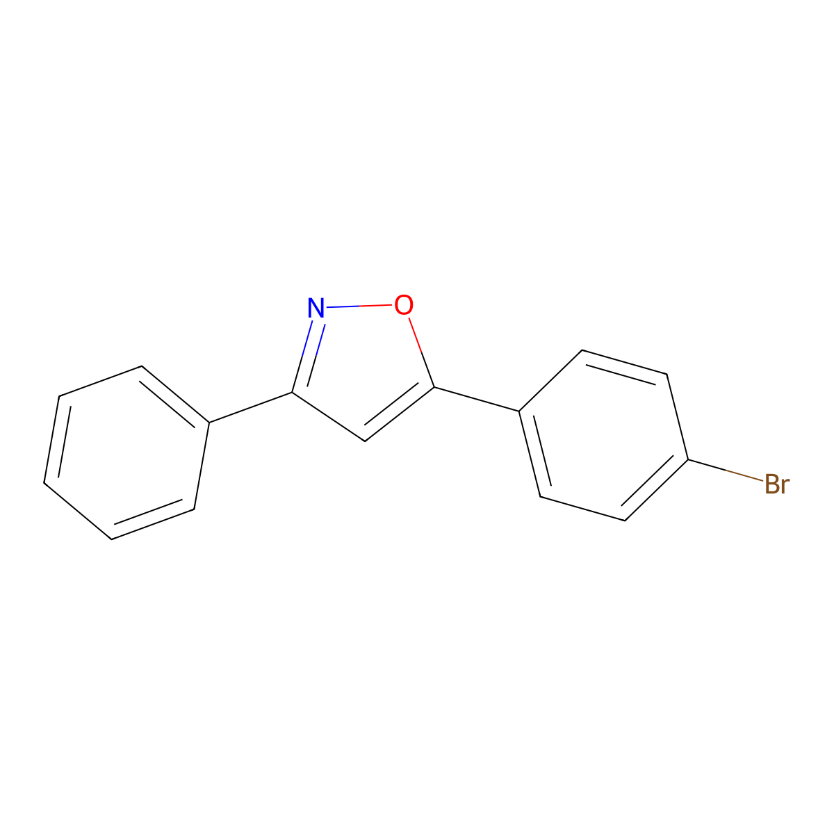 Isoxazole, 5-(4-bromophenyl)-3-phenyl- molecular structure, CAS 53573-22-1