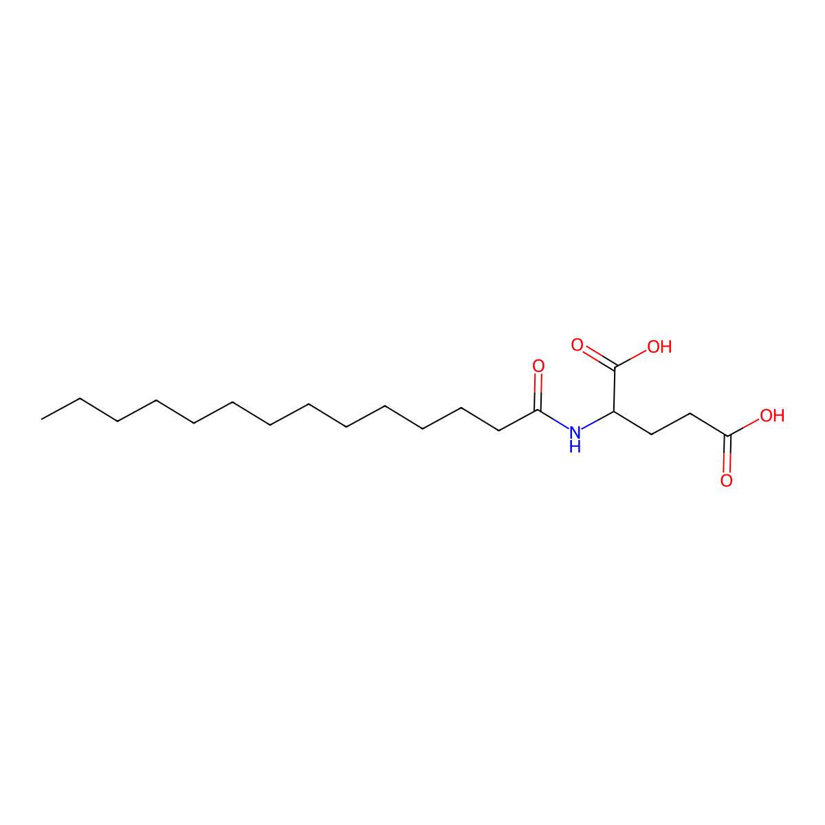 Myristoyl Glutamic Acid molecular structure, CAS 53576-52-6