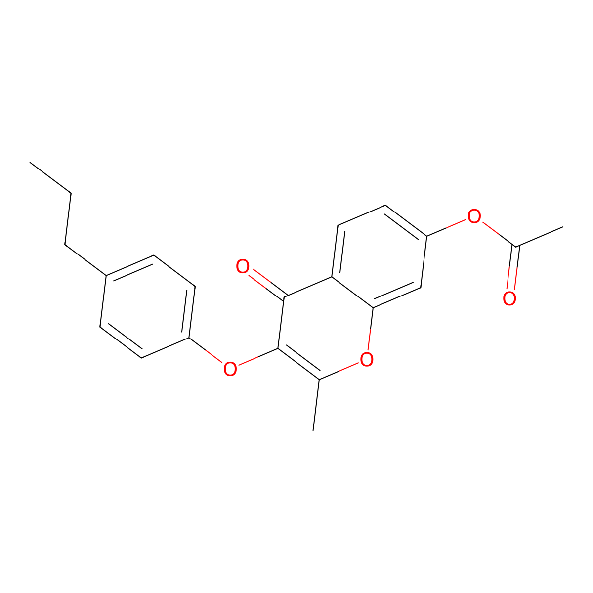[2-Methyl-4-oxo-3-(4-propylphenoxy)chromen-7-yl] acetate molecular structure, CAS 5358-65-6