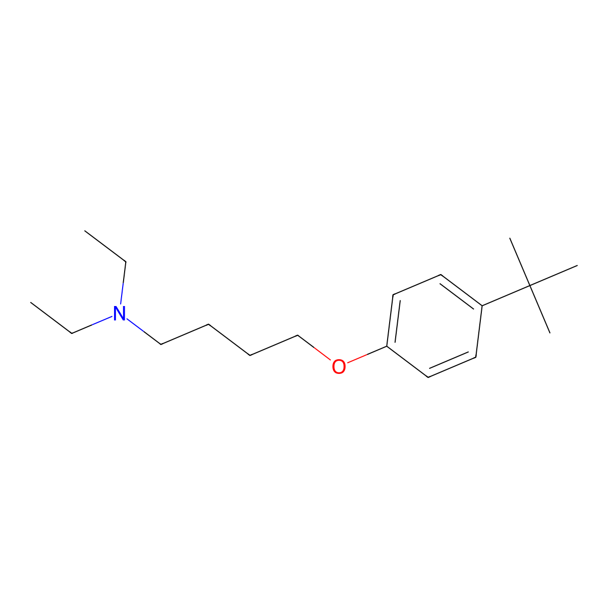 4-(4-tert-butylphenoxy)-N,N-diethylbutan-1-amine molecular structure, CAS 5358-82-7