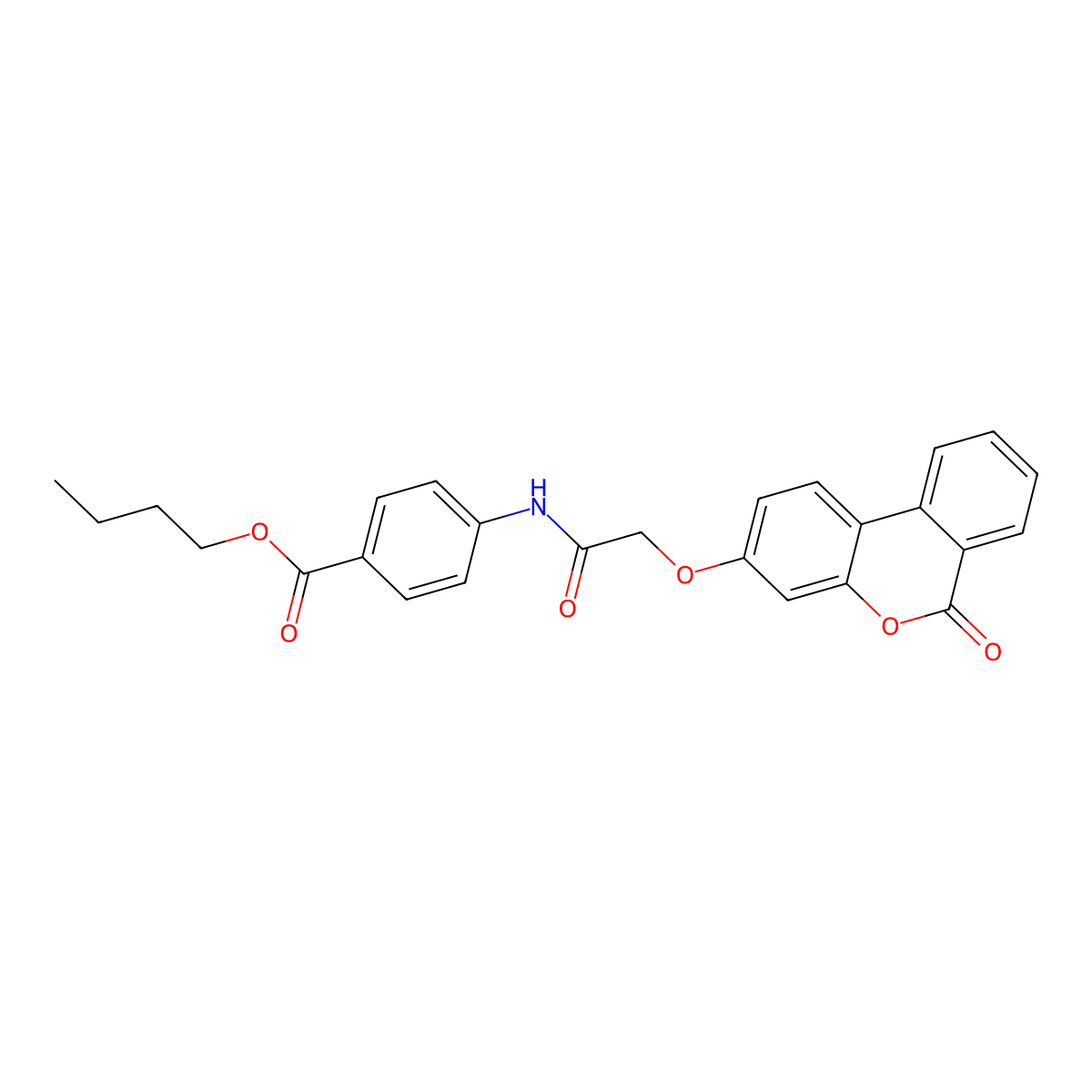 Butyl 4-[[2-(6-oxobenzo[c]chromen-3-yl)oxyacetyl]amino]benzoate molecular structure, CAS 5358-93-0