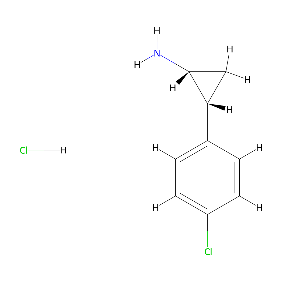 cis-2-(4-Chlorophenyl)cyclopropanamine Hydrochloride molecular structure, CAS 53581-72-9