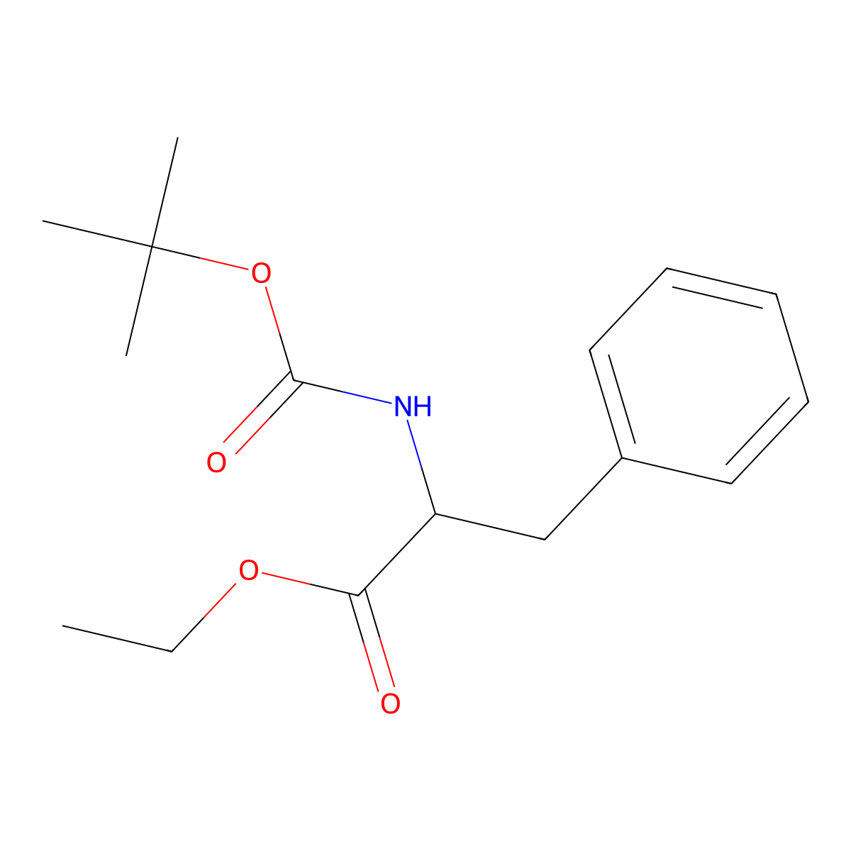 Ethyl 2-[(tert-butoxycarbonyl)amino]-3-phenylpropanoate molecular structure, CAS 53588-99-1