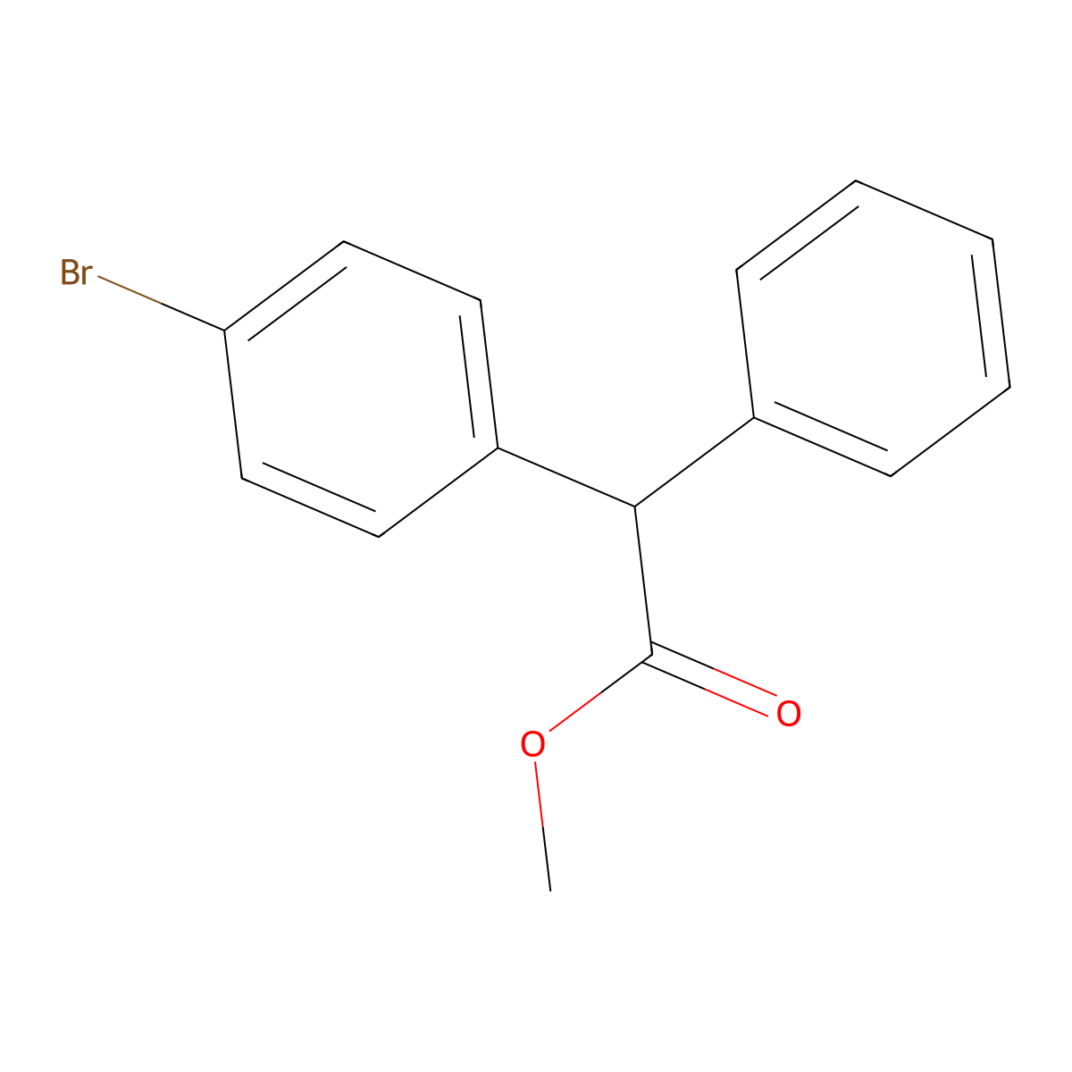 Methyl 2-(4-bromophenyl)-2-phenylacetate molecular structure, CAS 5359-48-8