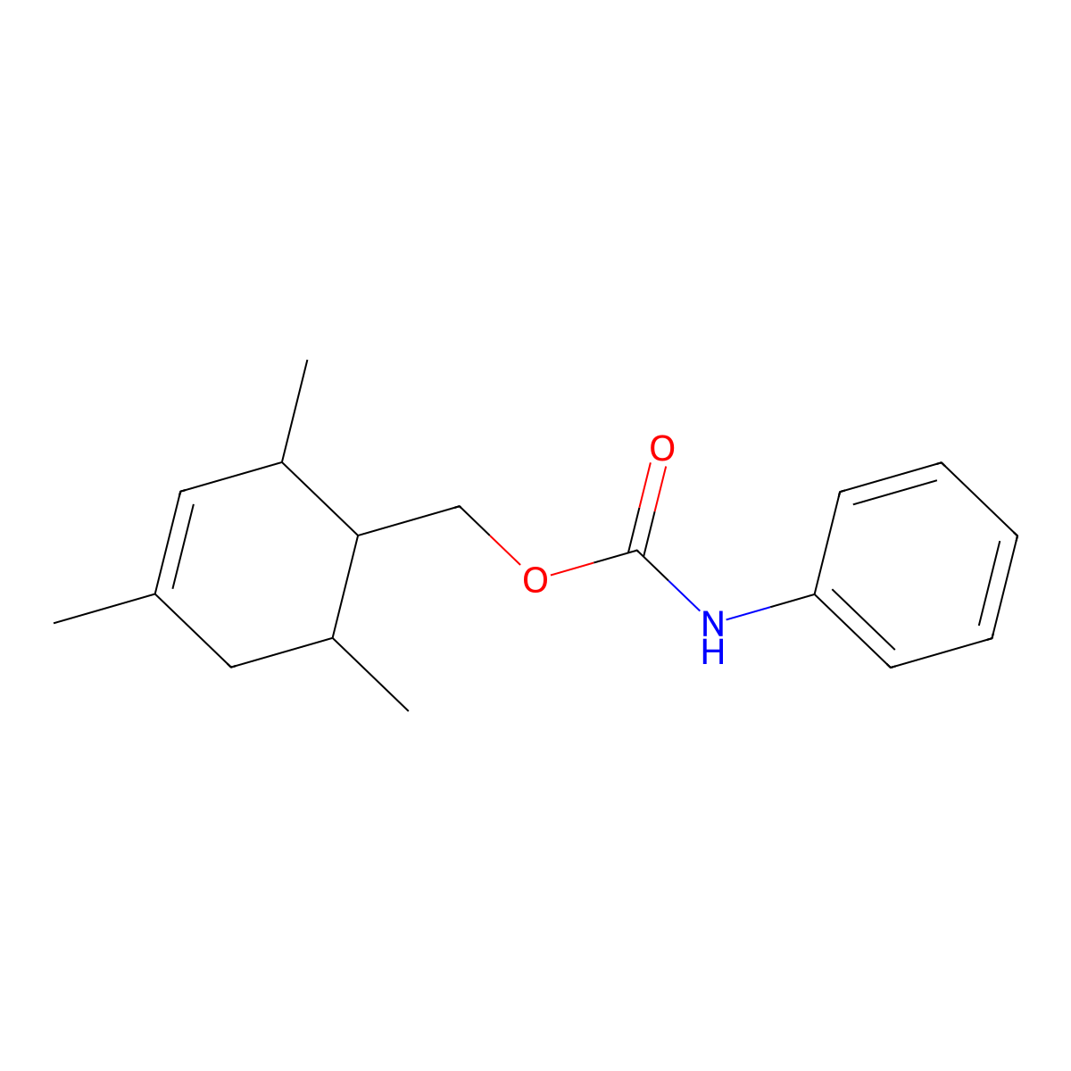 (2,4,6-Trimethylcyclohex-3-en-1-yl)methyl phenylcarbamate molecular structure, CAS 5359-83-1