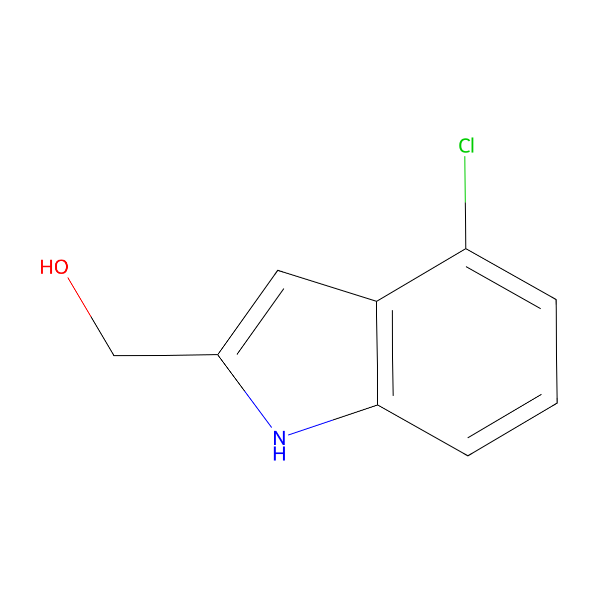 (4-chloro-1H-indol-2-yl)methanol molecular structure, CAS 53590-41-3