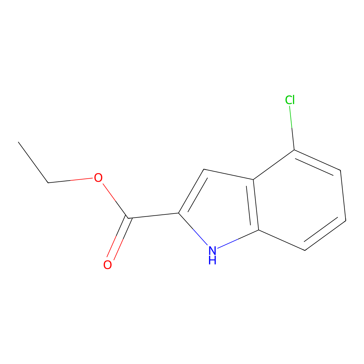 Ethyl 4-chloro-1H-indole-2-carboxylate molecular structure, CAS 53590-46-8