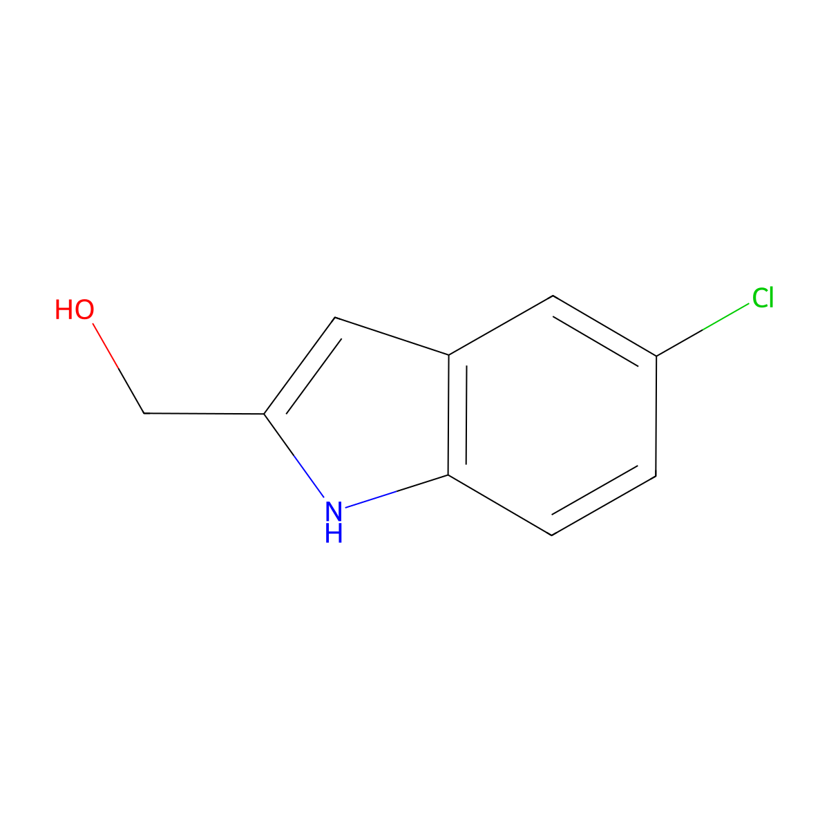 (5-chloro-1H-indol-2-yl)methanol molecular structure, CAS 53590-47-9