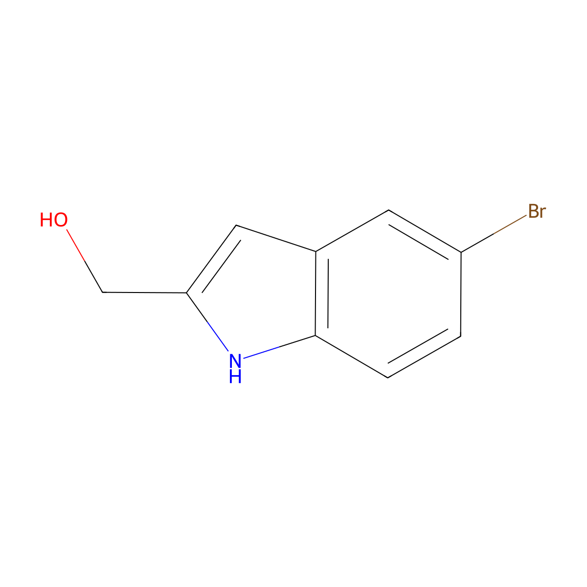 5-Bromo-2-(hydroxymethyl)indole molecular structure, CAS 53590-48-0