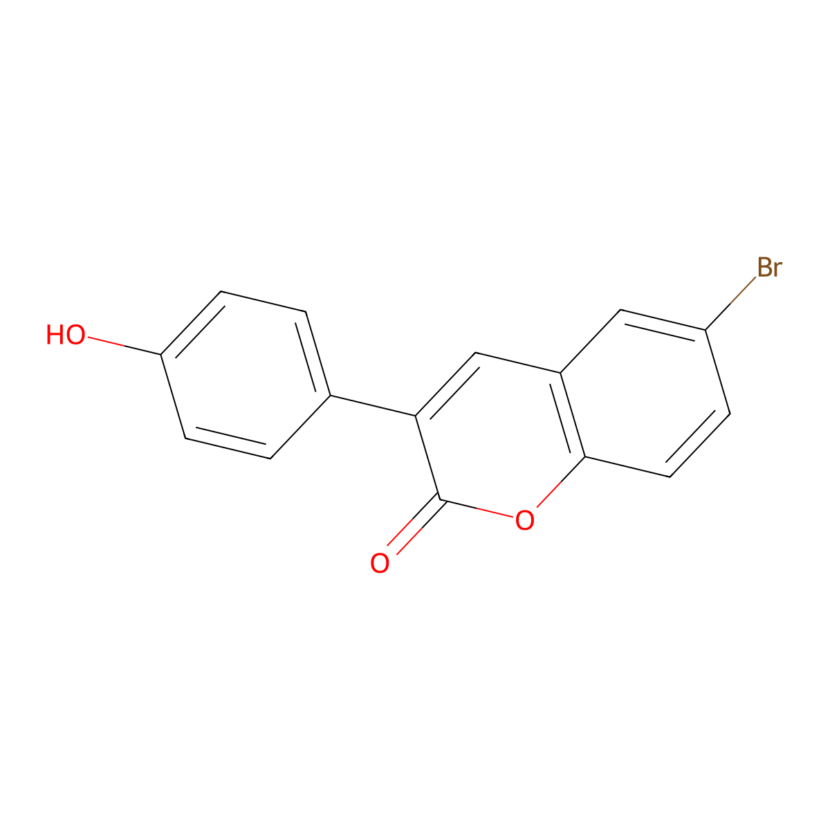 6-bromo-3-(4-hydroxyphenyl)-2H-chromen-2-one molecular structure, CAS 53592-44-2