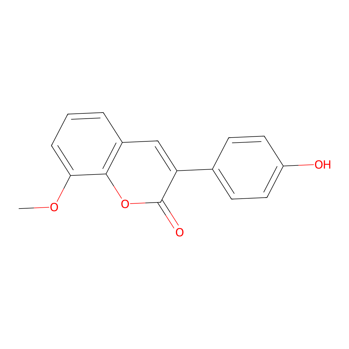3-(4-hydroxyphenyl)-8-methoxy-2H-chromen-2-one molecular structure, CAS 53592-45-3