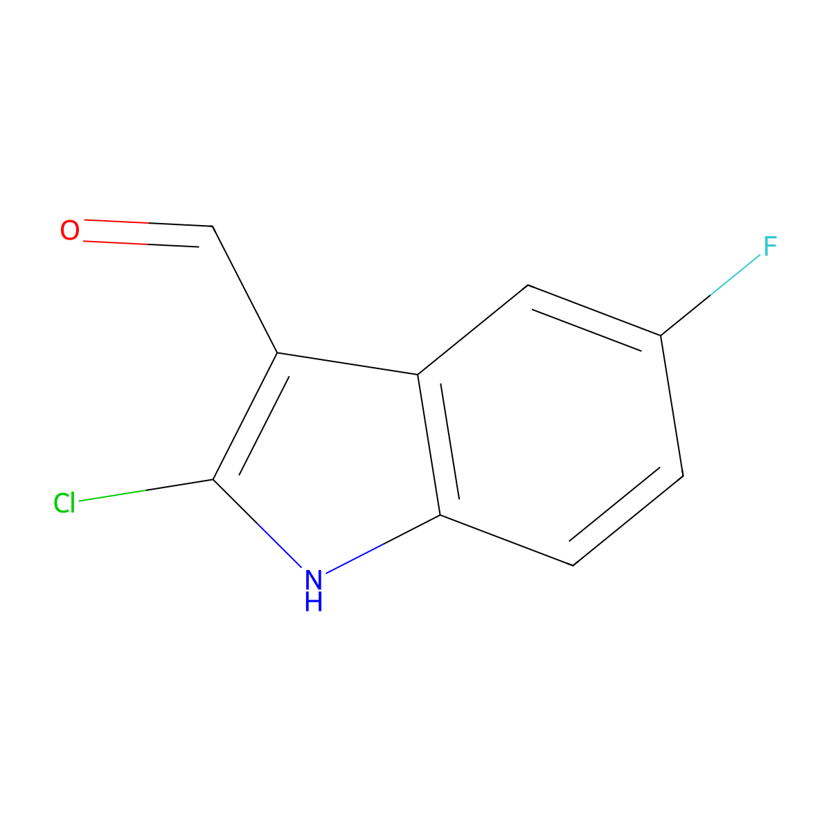 2-chloro-5-fluoro-1H-indole-3-carbaldehyde molecular structure, CAS 535925-49-6